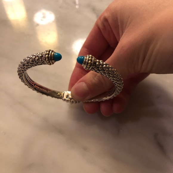 Lagos Turquoise Gemstone Cuff Bracelet - Picture 4 of 11